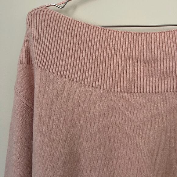 Anthropologie MOTH Off the Shoulder Boat Neck Light Pink Sweater Size XS - Picture 3 of 16